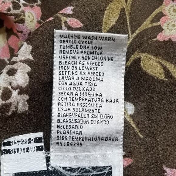 Vtg Dress-U-II By Sharon Blouse Womens 3X Plus Brown Pink Floral Asymmetrical - Picture 5 of 16